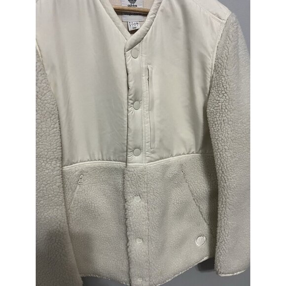 Adidas Wings & Horn Off White Sherpa Jacket Coat Men Size L Button Down Front - Picture 4 of 12